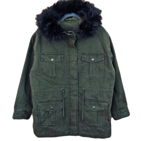 NWOT American Eagle Women's Faux Fur Utility Jacket - Picture 1 of 13